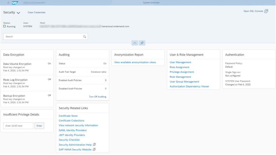 screenshot of SAP HANA Cloud